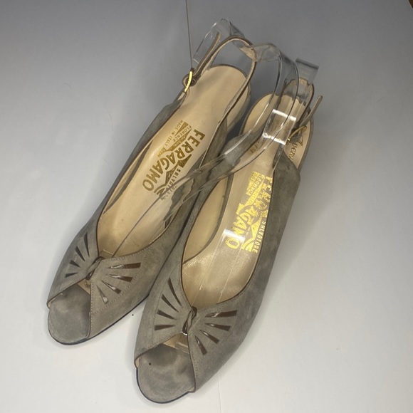 Salvatore Ferragamo Shoes - 3 For $18 or 2 for $15 Vintage Salvatore Ferragamo gray suede slingback heels